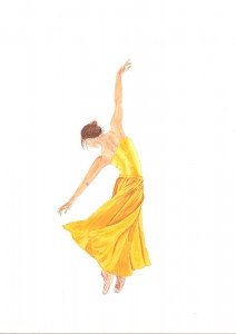 Ballerina Painting in Yellow