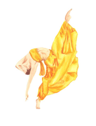 Yellow Dancer Watercolour painting